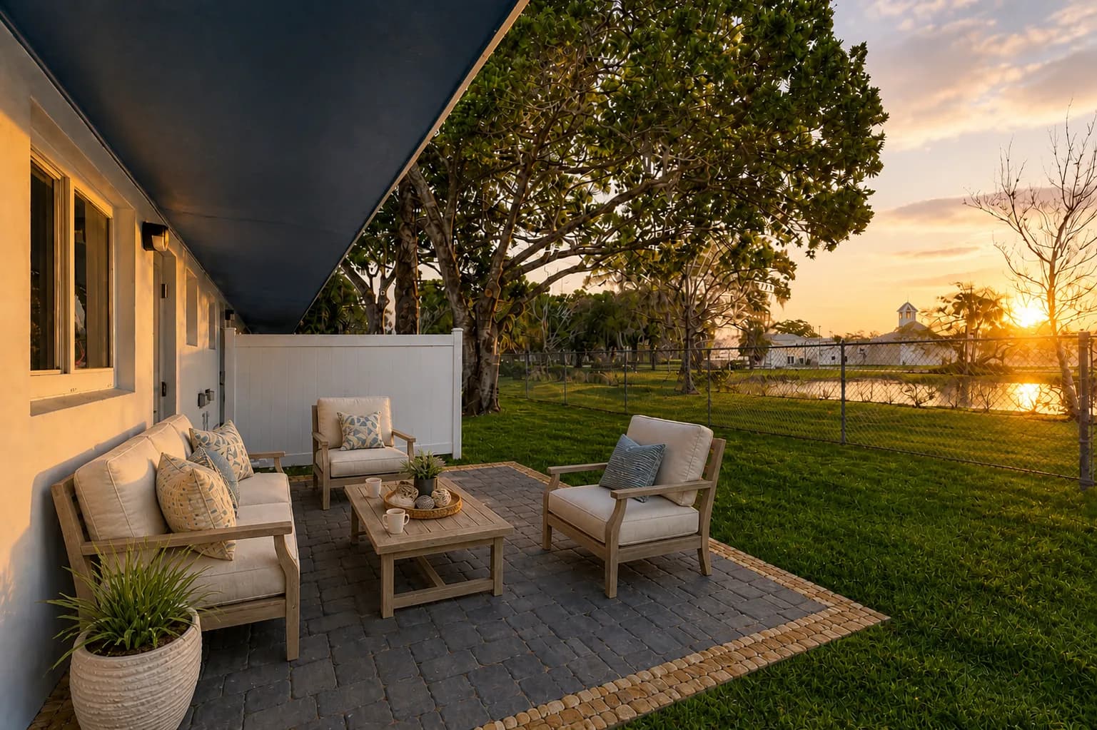 Patio at Sunrise — Morning Coffee